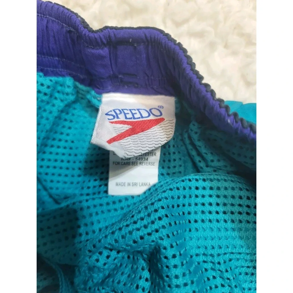 Speedo Men's Swimming Shorts XL ‎ Nylon Lined Blue Drawstrings Y2K Vintage